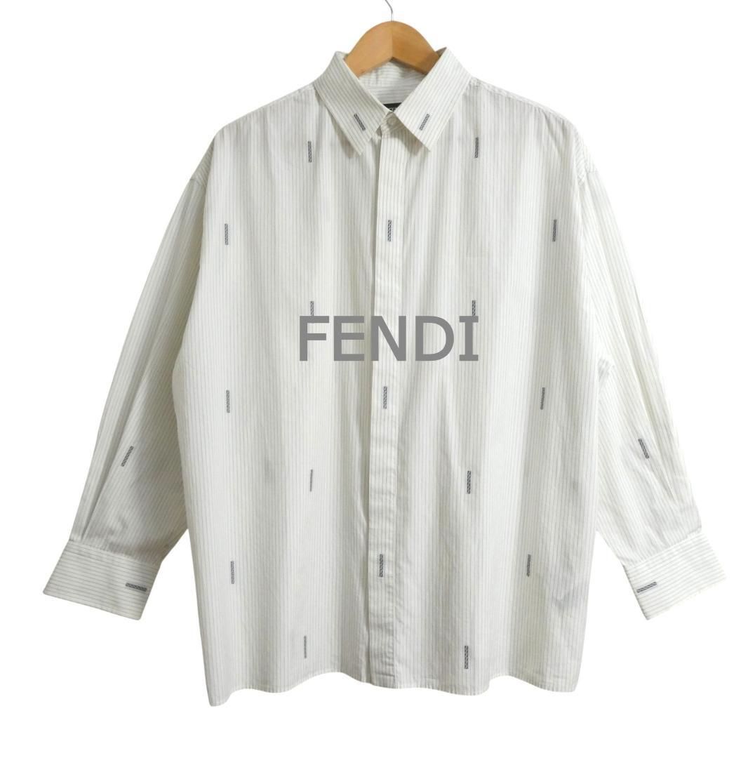 美品 FENDI フェンディ サイズ41 FF柄 ズッカ ストライプ柄 コットン