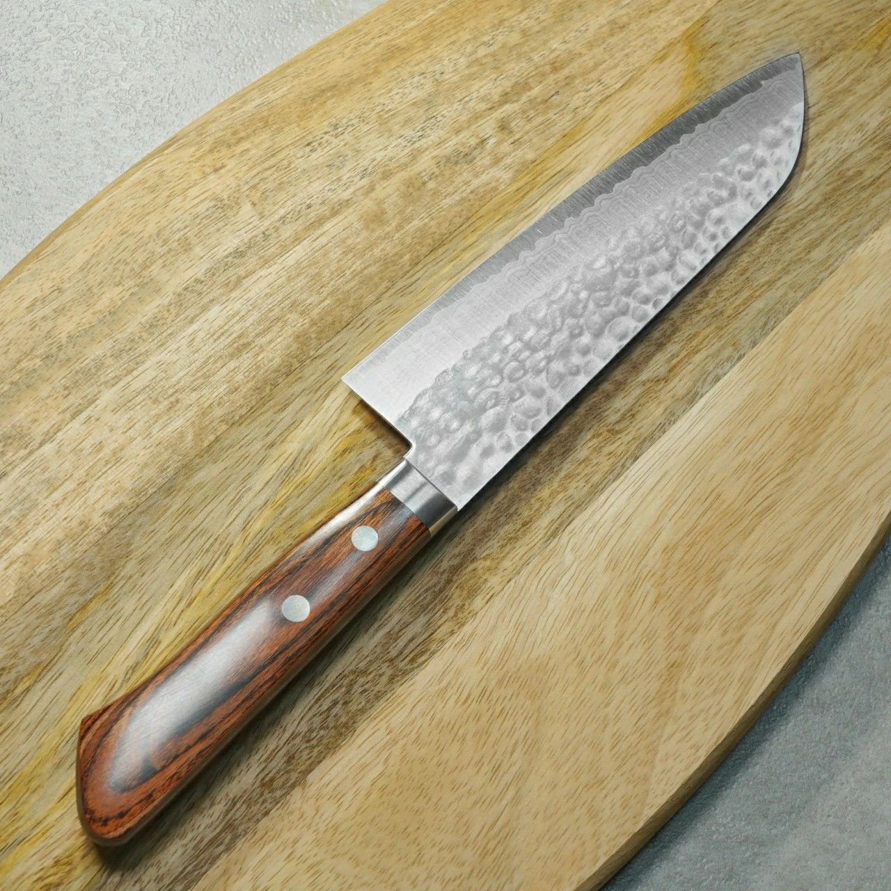 増谷刃物製作 包丁 三徳 170 mm V金10号 鎚目積層 訓平作 刻流 柄カラー 茶 ギフトラッピング対応 ma 201