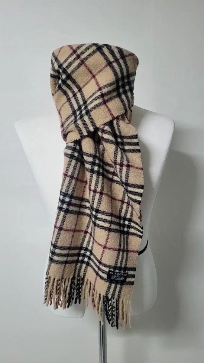 バーバリー 90 s ライトベージュ ラムウール チェック マフラー