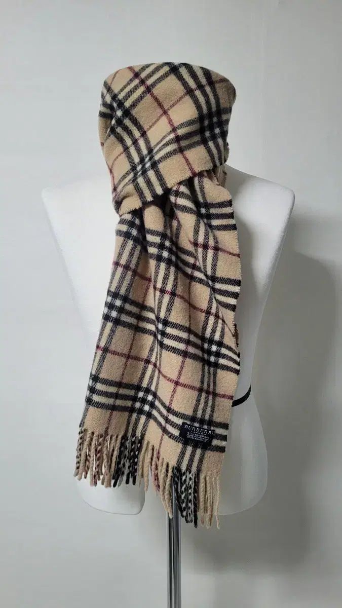 バーバリー 90 s ライトベージュ ラムウール チェック マフラー