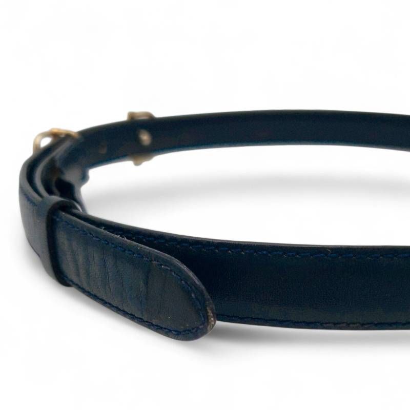 CELINE セリーヌ ベルト レザー イタリア製 ヴィンテージ オールド ゴールド金具 70 ネイビー 紺 上品 ワンポイント ベルト 小物 レディース