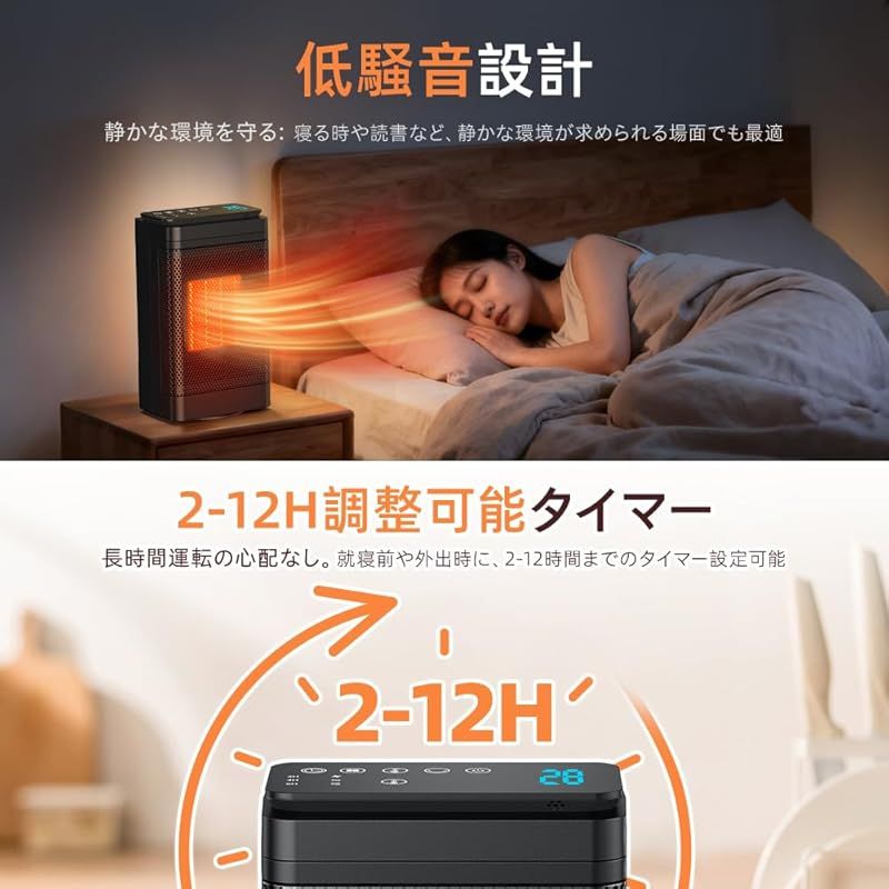 ヒーター 速暖機能 おはようタイマー付 eco タッチパネル 暖房 冬 暖炉