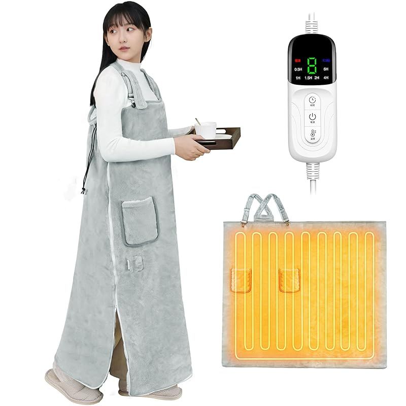 MunzeYi 電気毛布 着る 着るこたつ 360°立体発熱 掛け敷き兼用 メンズ レディース 8段階温度調節 6段階切タイマー 丸洗い ダニ退治機能 省エネ 過熱保護 電気ブランケット 防寒対策 2 M電源ケーブル グレー PSE認証済