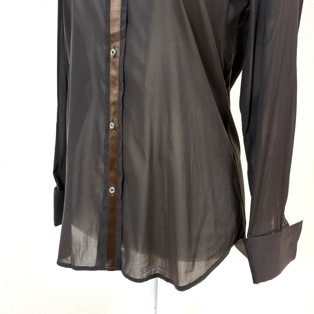 美品】 NEIL BARRETT 長袖シアーシャツ シルク混 XS ブラウン - メルカリ