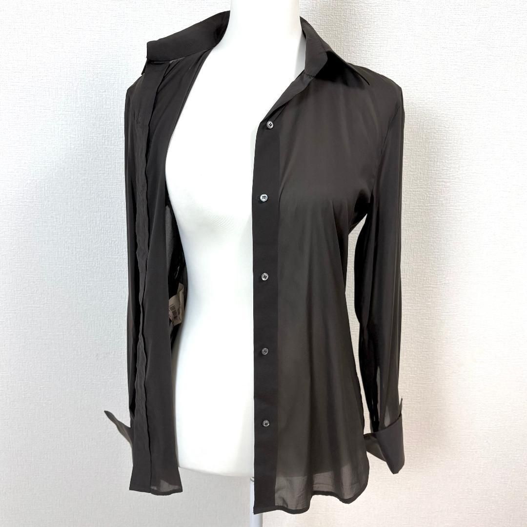 美品】 NEIL BARRETT 長袖シアーシャツ シルク混 XS ブラウン - メルカリ
