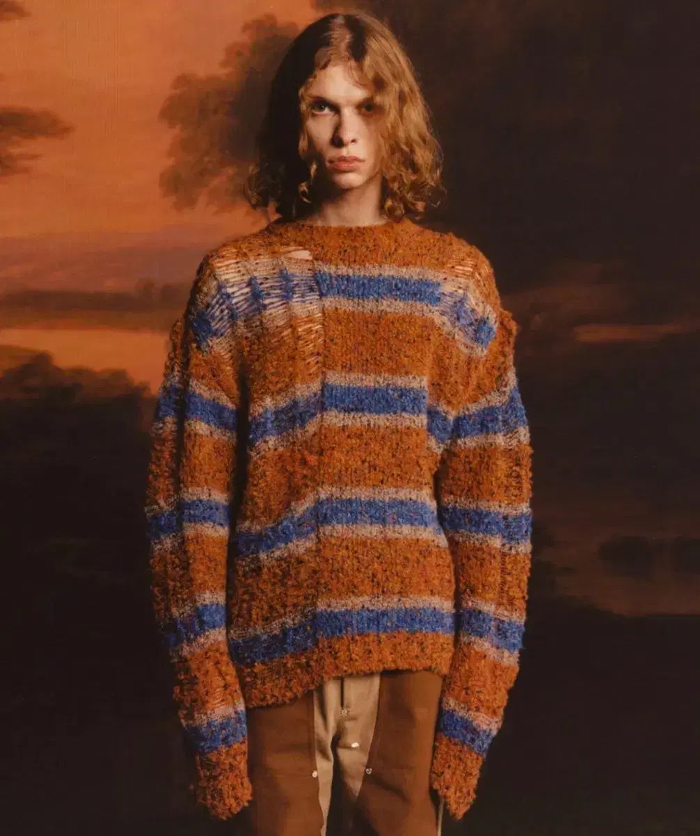 アンダーソンベル ボスニア ストライプ クルーネック セーター M