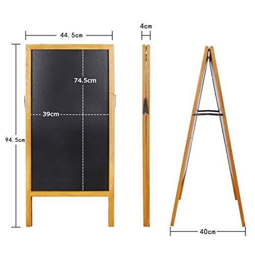 A型 看板 両面 スタンドボード ブラックボード ウエルカムボード 木目フレーム 幅45 x高さ95 cm 木製 立て看板 磁石 チョーク マーカー 対応 学校 イベント 店頭 カフェ サロン 開店 メニューボード お店 宣伝p 9258458 e