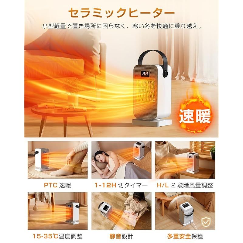 送料込 プレーステション 2024冬新型 & ECO節電 ・ Ai知能恒温】 セラミックヒーター 人感