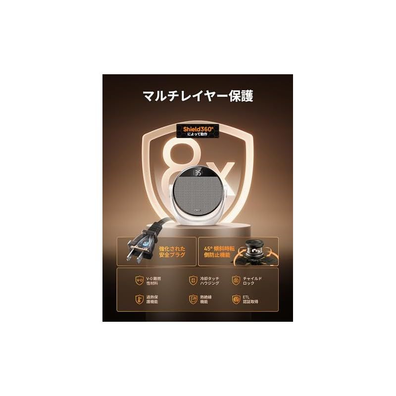 DREO ドレオ セラミック ヒーター 足元 2秒速暖 大風量 1200 W 15 5畳 温風機 暖房 ECO 40 節電 8つ安全機能 静音34 dB 60°角度調整 3段階の加熱と3段階の送風 温度自動調節 5～35℃ 12時間タイマー 幅24 0