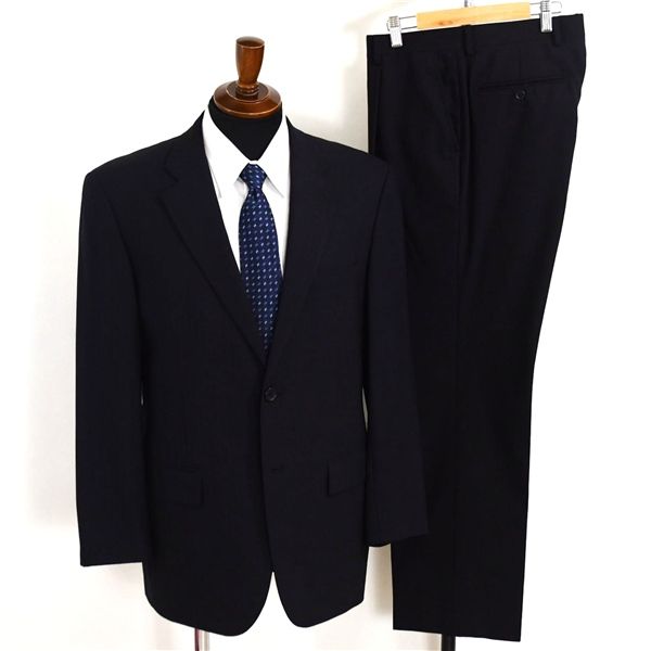 ダーバン 2つボタン シングルスーツ M AB5 ブラック ストライプ 袖口3