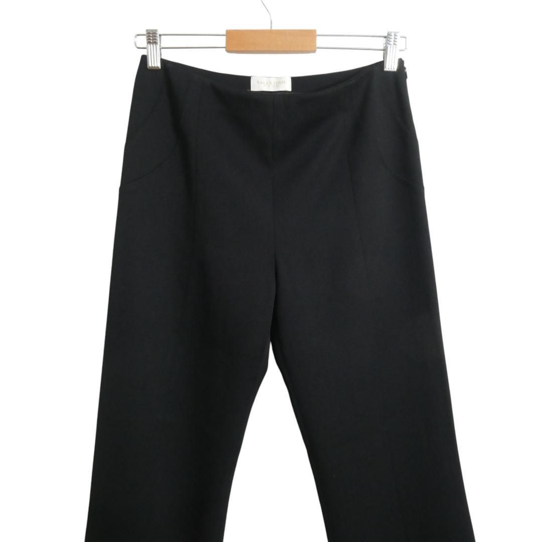 ROMA ヴァレンティノローマ サイズ42 ウール ストレッチ サイドファスナー ストレート パンツ スラックス 黒 ブラック レディース