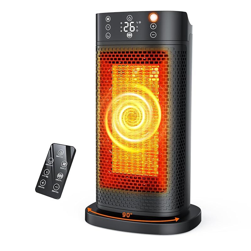 セラミックファンヒーター 2025冬新登場 1秒速暖 AI自動制御 省エネ 大風量 1200 W 首振り 電気ストーブ 人感センサー 低騒音 3段階温度調整 立体送風 暖房 節電 12 hタイマー 高濃度マイナスイオン空気清浄 L 1