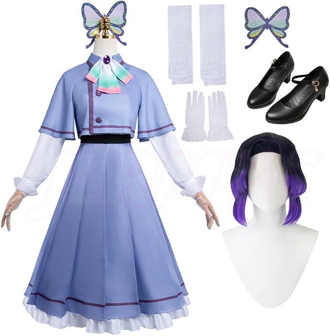 胡蝶しのぶコスプレ 衣装 セット 髪飾りと靴下靴付き 蟲柱 ねずこ カナヲ レディース 可愛い コスチューム ステー