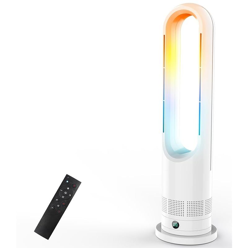 2025最新進化 セラミックヒーター 電気 ファンヒーター 冷暖両用＆ヒーター 羽なし スリム 羽根無し 暖風 3段階暖風 8段階冷風切り替え 100°左右首振り 1 9切りタイマー リモコン付き 切り忘れ防止 二重過熱保護 転倒OFF 省エネ 軽量 持