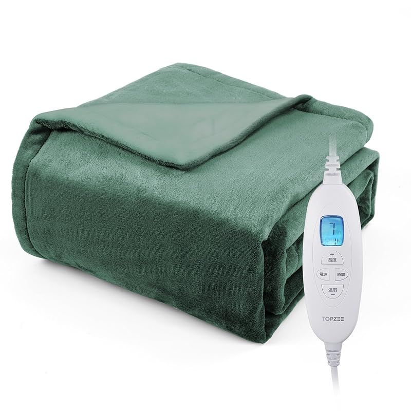 電気毛布 掛け敷き兼用 TOPZEE 電気ブランケット 188 130 cm 両面フランネル 敷き 掛け ダニ退治 洗える 電気敷き 電気膝掛け 省エネ 10段階温度調節 1 9 Hタイマー 電気敷毛布 電気掛け毛布 ふわふわ 冷え性対策 0