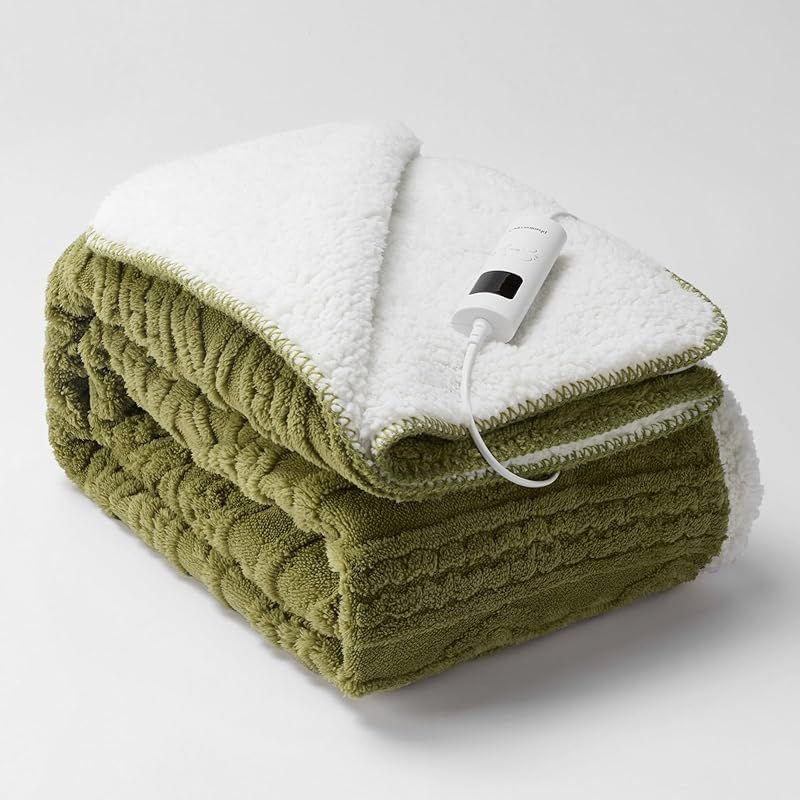 Phantoscope 電気毛布 掛け敷き兼用 160X80cm 9段階温度調節 9段階タイマー機能 電気掛け毛布 自動電源オフ 過熱保護 電気ひざ掛け 防寒対策 ダニ退治 快眠暖房 電気掛毛布 PSE認証済み 軽量 洗える 電気ブランケット フランネル素 0