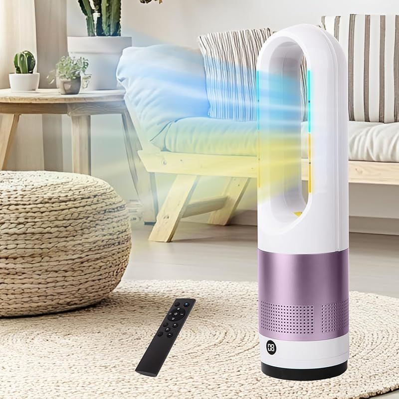 セラミックヒーター 2025冷暖両用 羽根なし 2秒速暖 タワーファン ECO恒温機能搭載 20℃ 35℃温風温度調節 8段階送風調節 3段階温風調節 80°首振り 強風モード おやすみモード 9 Hタイミング機能 転倒自動オフ リモコン付き 省エネ 0