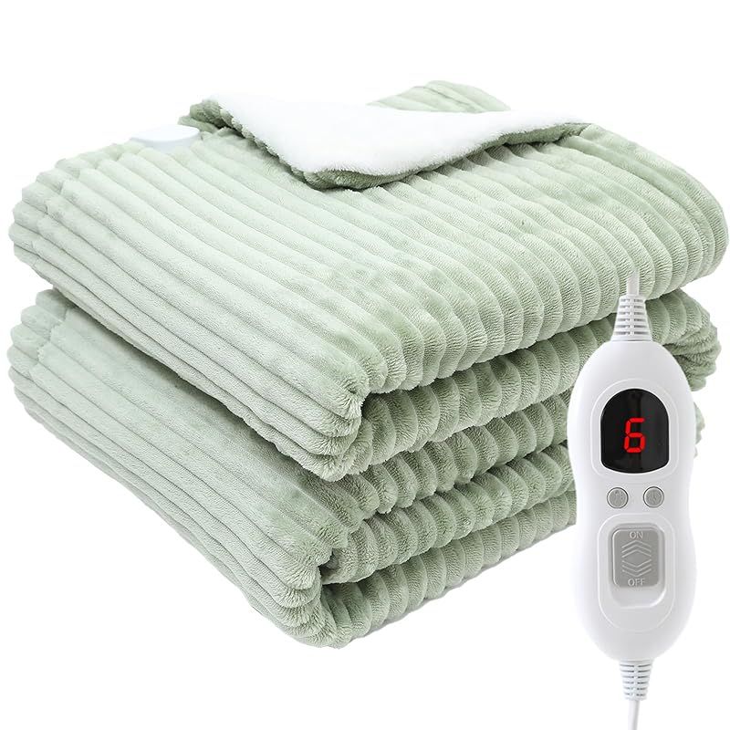 電気毛布 掛け敷き兼用 190 130 cm 炭素繊維発熱技術 両面フランネル 電気ブランケット 電気敷き毛布 タイマー付 1 9時間 ダブル 6段階温度調整可 掛け 敷き 自動オフ 過熱保護 抗菌 防臭 省エネ 厚手 洗える