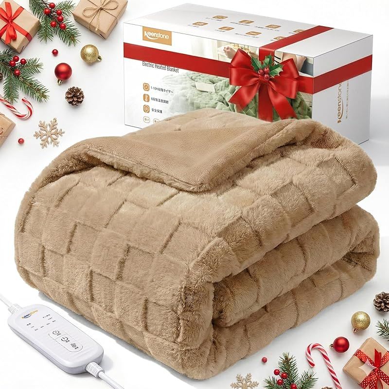 Keenstone 電気毛布 掛け 敷き190 130 cm 電気ひざ掛け 6つタイマー機能 8段階温度調整 ふわふわ 電気ブランケット丸洗い可タイマー自動電源オフ 膝掛け 良い保温性 ソファ ブランケット過熱保護 防寒対策防臭 ダニ退治 冷え予防 暖かい 1