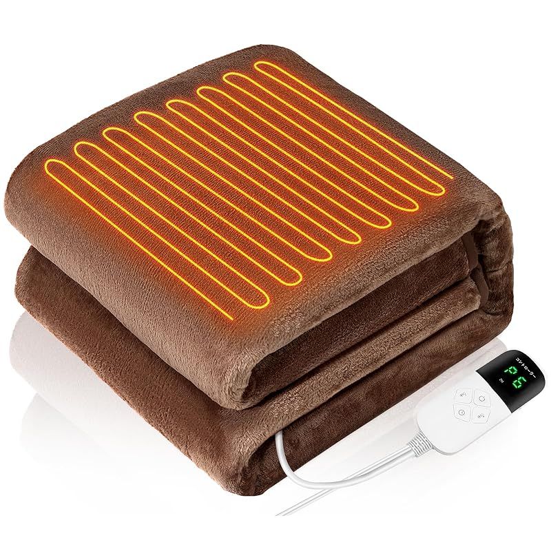 Heshare 電気毛布 掛け敷き兼用 188 130 cm 大きいサイズ 両面フランネル素材 電気ブランケット 8段階温度調節 4段階切タイマー 電気ひざ掛け 3分速暖 厚手生地 丸洗い 抗菌 防臭 ダニ退治 頭寒足熱 防寒対策 暖房器具 肩掛け 膝掛