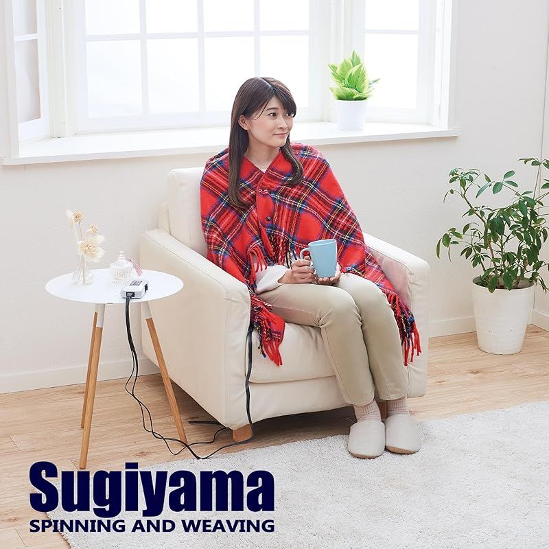  Sugiyama 洗える 電気ひざ掛け 日本製 レギュラーサイズ 82 140 コントローラーホルダー付き 12時間自動オフタイマー RD レッド 0 キッチン 住宅設備