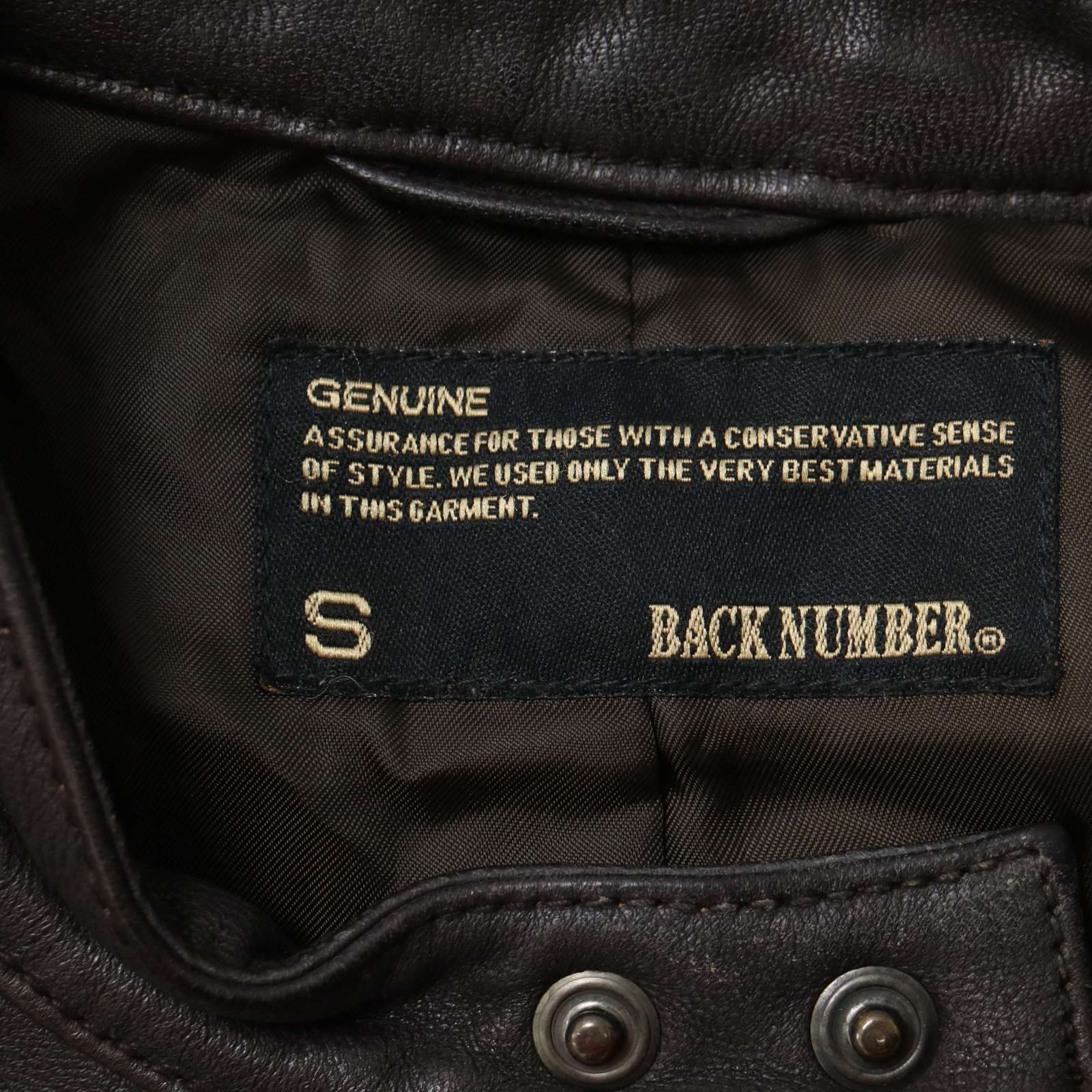BACK NUMBER バックナンバー ライトオン 山羊革☆ ゴート レザー 