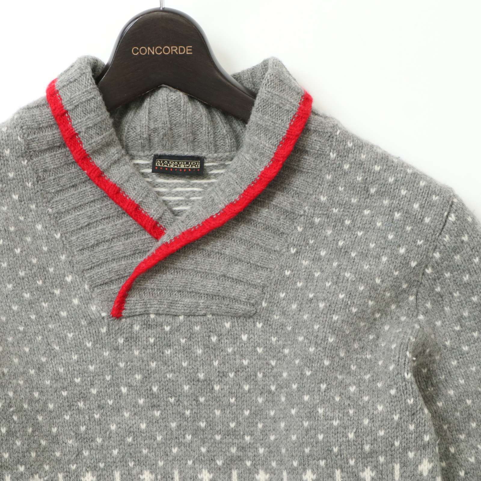 NAPAPIJRI ナパピリ 秋冬 ショールカラー☆ ウール ニット セーター Sz 