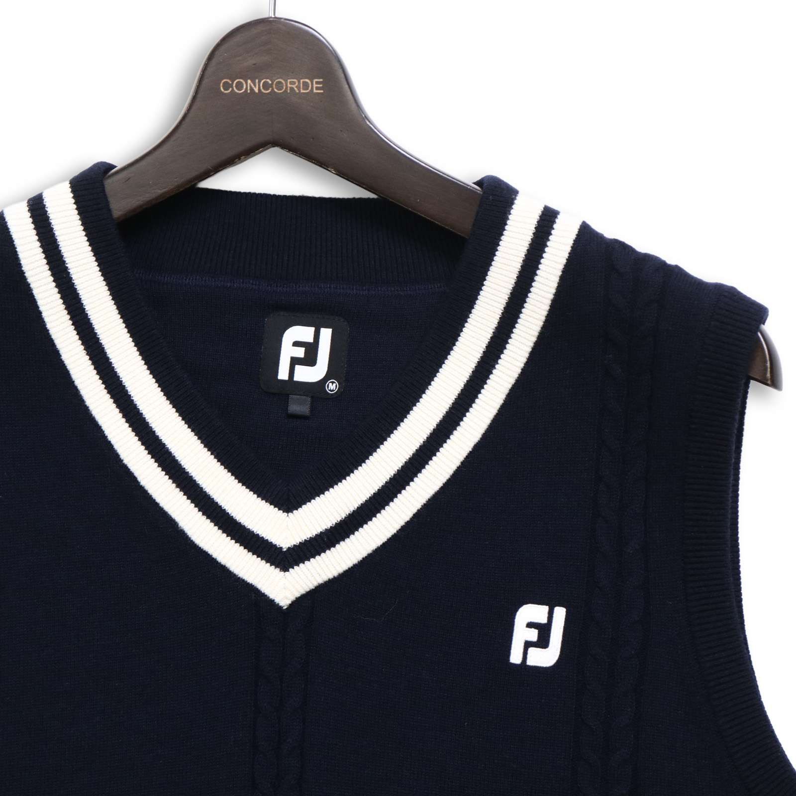 FJ FOOT JOY フットジョイ ゴルフ 秋冬 ウール混☆ Vネック ケーブル