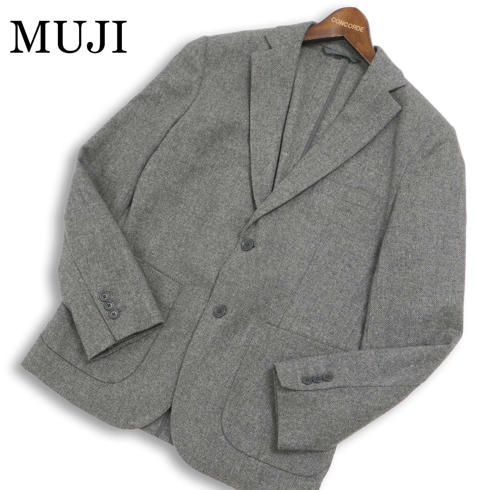 MUJI 無印良品 秋冬☆ ヘリンボーン ウール ツイード アンコン 