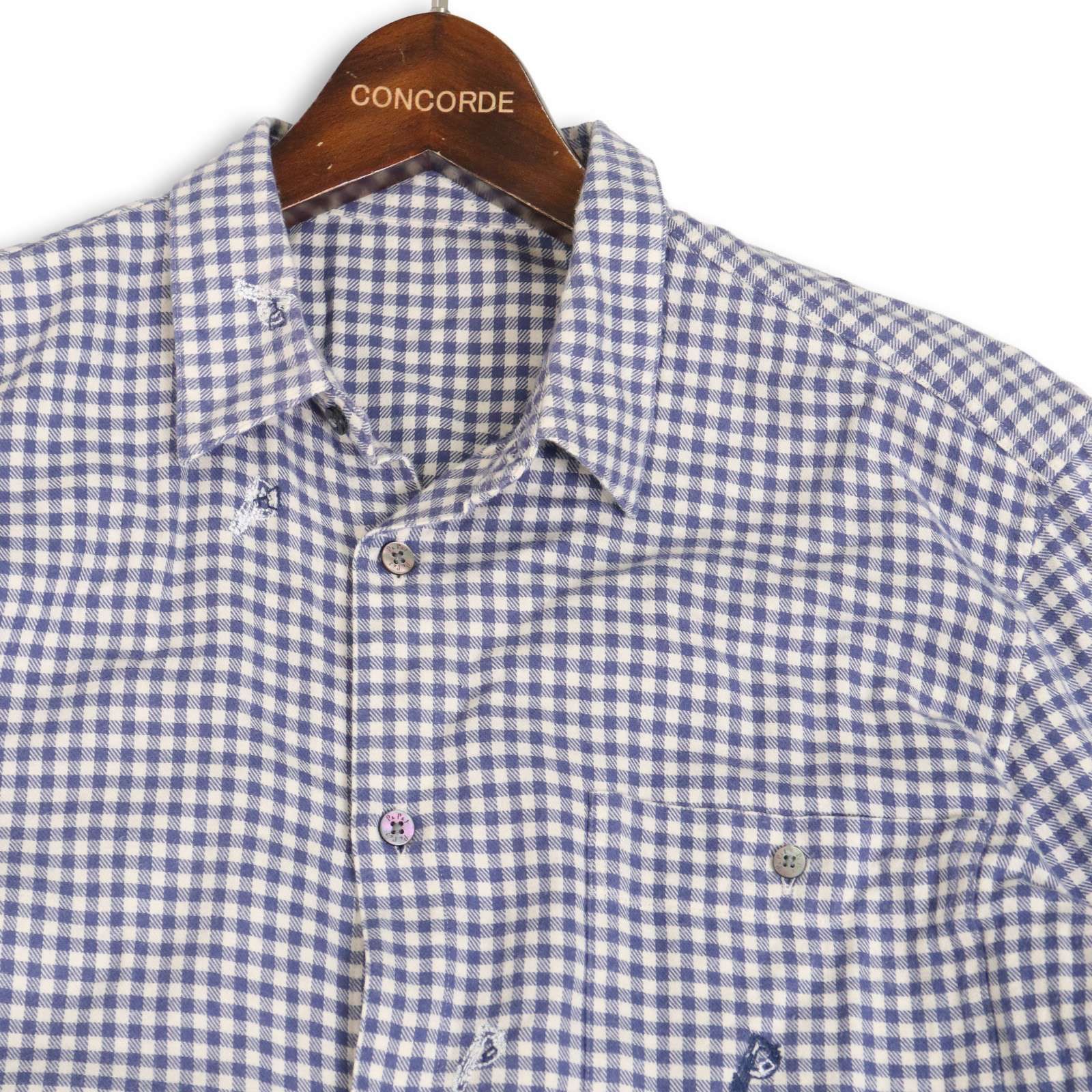 【タグ付き未着用】Papas(パパス）総柄 ネルシャツ L 参考定価￥28000 Papas パパス 秋冬 P刺繍 柄☆ 長袖 ギンガムチェック ネル シャツ Sz