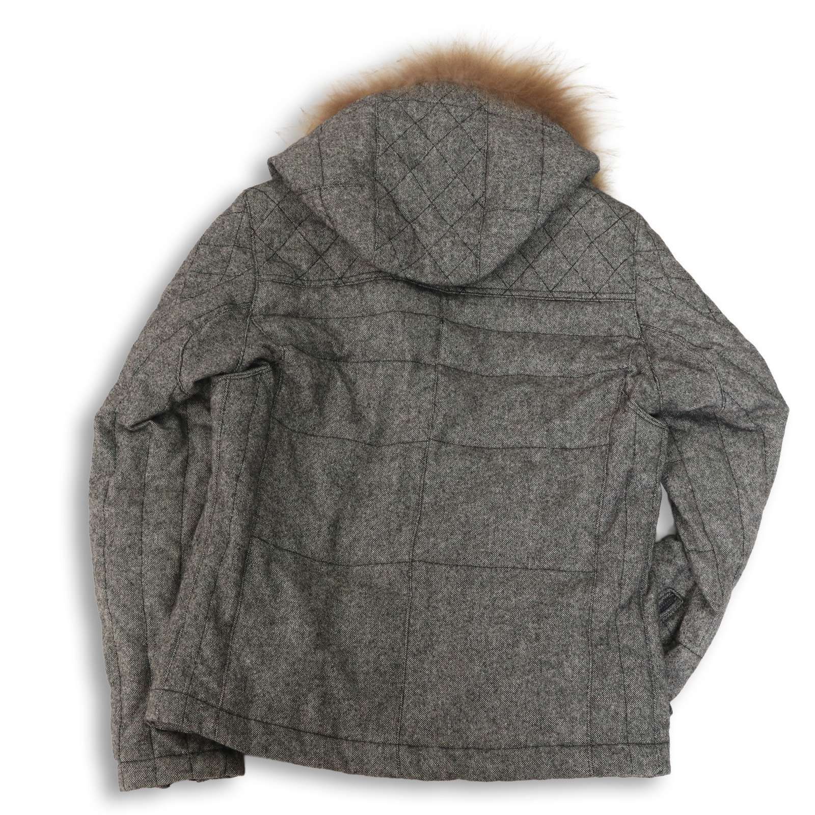 MONSIEUR NICOLE ムッシュ ニコル 秋冬 リアル ファー★ ウール ツイード ライダース ダウン ジャケット Sz.46　メンズ MONSIEUR NICOLE ムッシュ ニコル 秋冬 リアル ファー☆ ウール