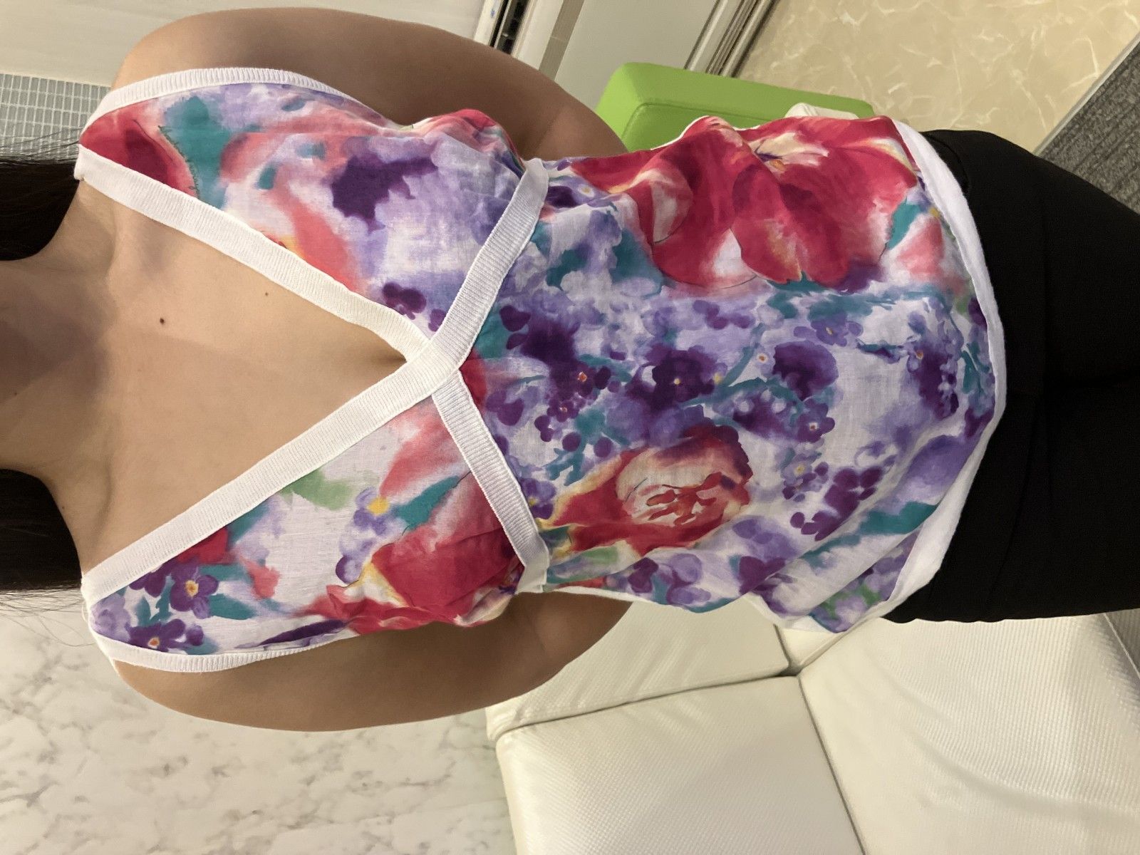Salvatore Ferragamo フェラガモ 花柄 ノースリーブ トップス L コットン100 イタリア製 Vネック Salvatore Ferragamo フェラガモ 花柄 ノースリーブ トップス L