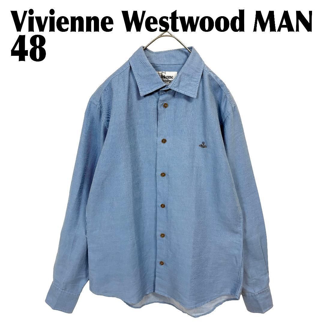 Vivienne Westwood MAN オーブロゴ麻混長袖シャツ 48 水色 - メルカリ