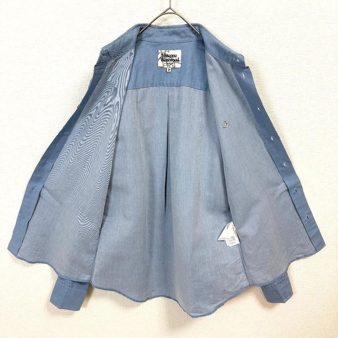 Vivienne Westwood MAN オーブロゴ麻混長袖シャツ 48 水色 - メルカリ