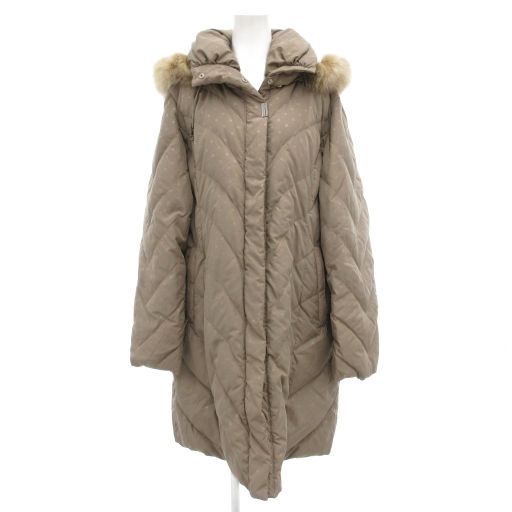 バルマン BALMAIN ダウンコート ロング LL ベージュ フード付き ブルー