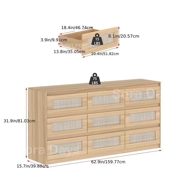 人気再入荷！キャビネット サイドボード チェスト北欧 木目調 【ナチュラル】 ワイエムワールド キャビネット 引き出し付き チェスト 幅90cm 90幅