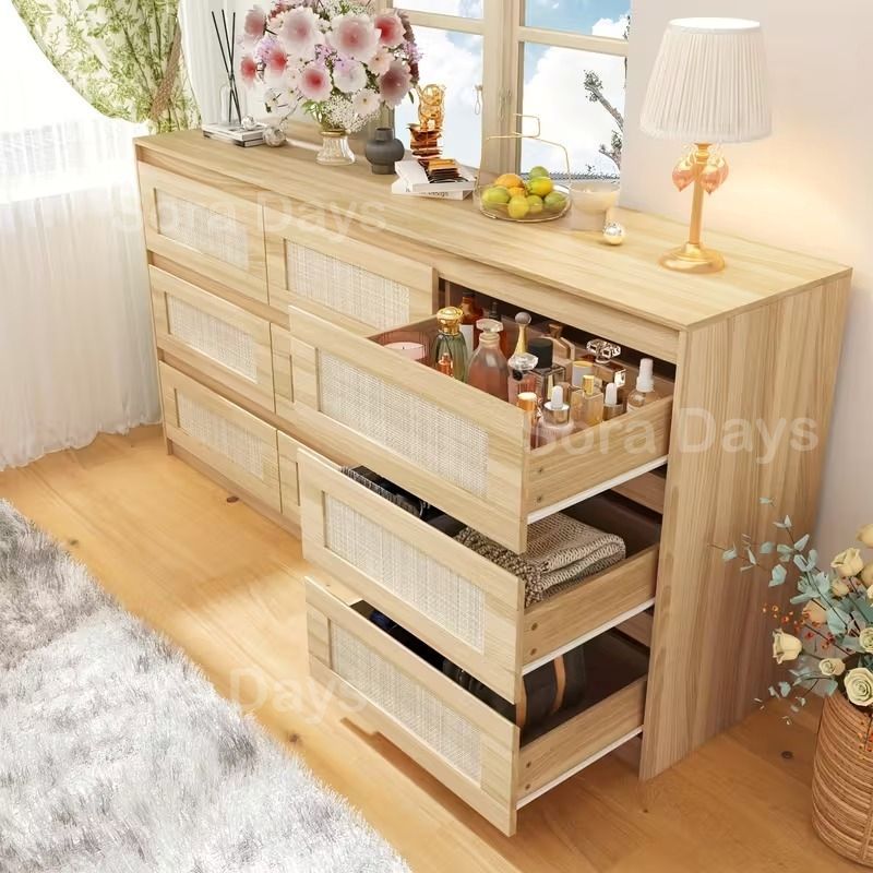 チェスト キャビネット サイドボード ラタンデザイン 木目調