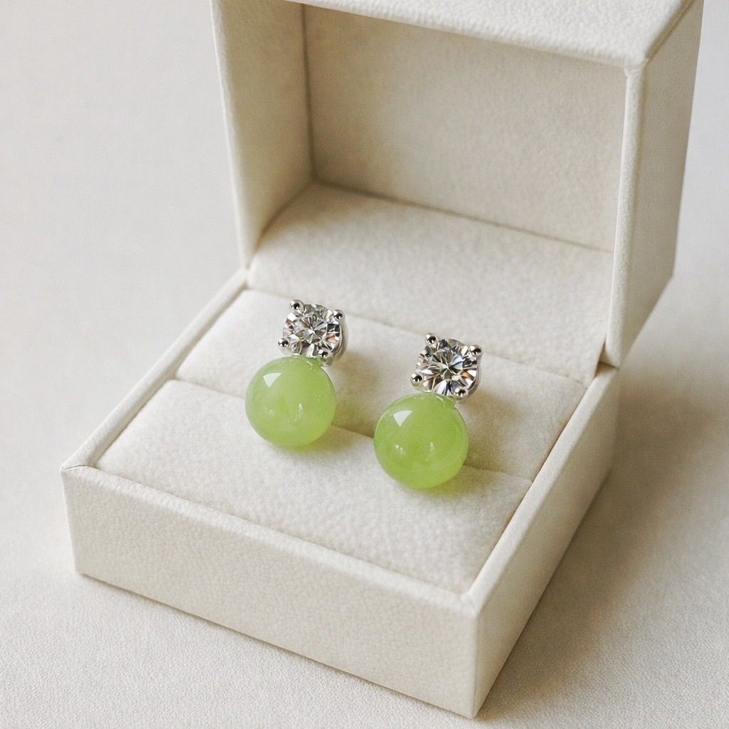 天然翡翠 ピアス】S925 プラチナコーティング／K18コーティング 選べる