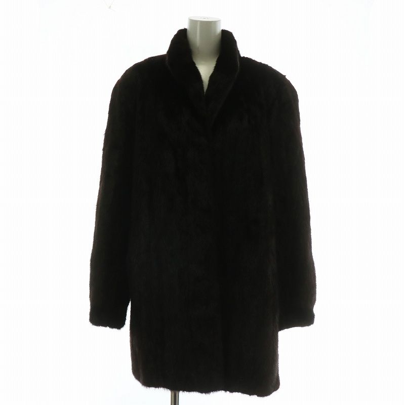 ノーブランド ファーコート アウター 毛皮 ミンク ミドル 肩パッド 11