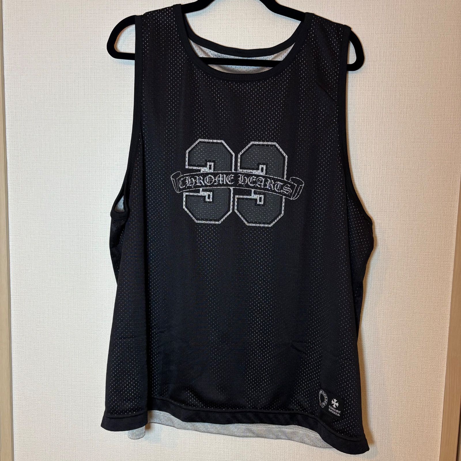 クロムハーツ Chrome Hearts サイズ L MESH WARM UP JERSEY リバーシブルCHロゴプリントメッシュタンクトップ ブラック ホワイト