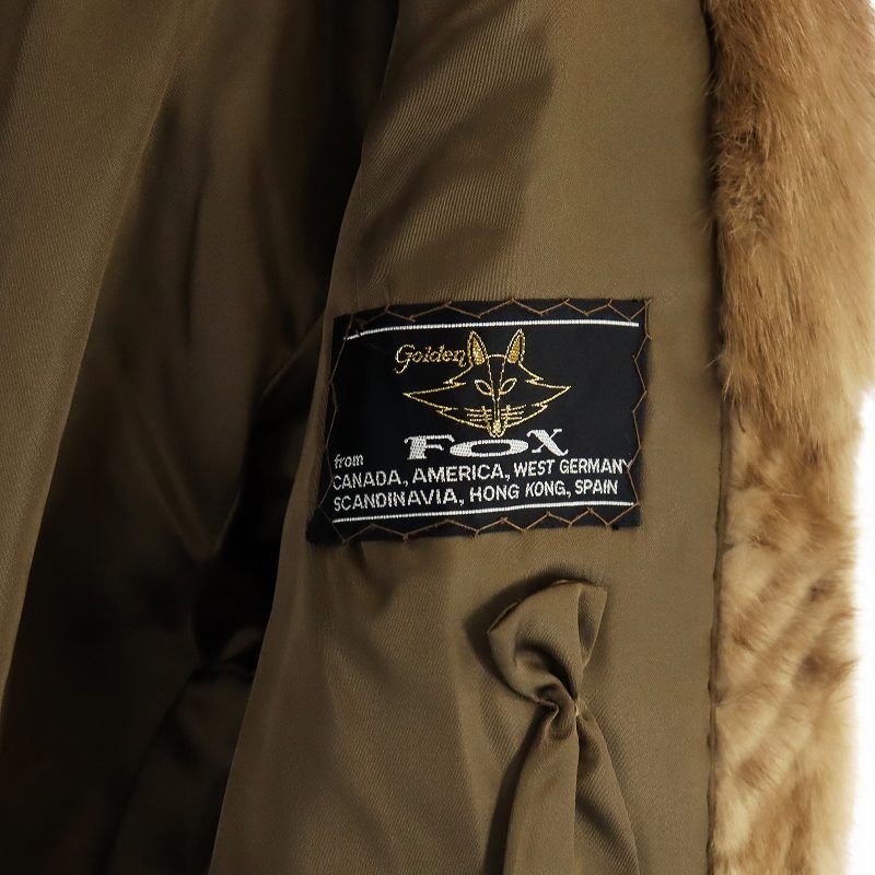 【中古】フォックス FOX 毛皮コート ミンクファー ミドル 長袖 総裏地 ネーム刺繍入り 11 L 茶 ブラウン フォックス FOX 毛皮コート ミンクファー ミドル 長袖 総裏地 ネーム