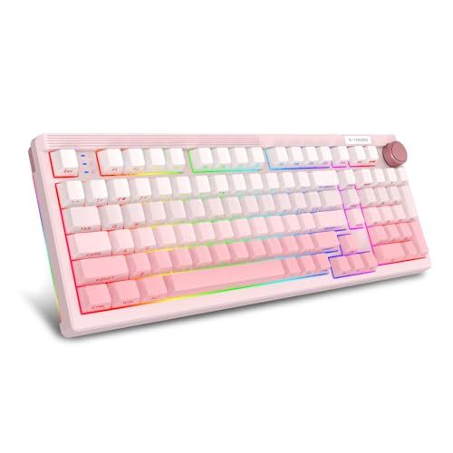 迅速に発送 e元素 Z 101 ゲーミングキーボード ワイヤレス 銀軸 英語配列 BT 有線 2 4 G テンキー付き ガスケットマウント構造 ボリュームノブ搭載 101キー シルバーウッド軸 無線 メカニカルキーボード 全キーホットスワップ