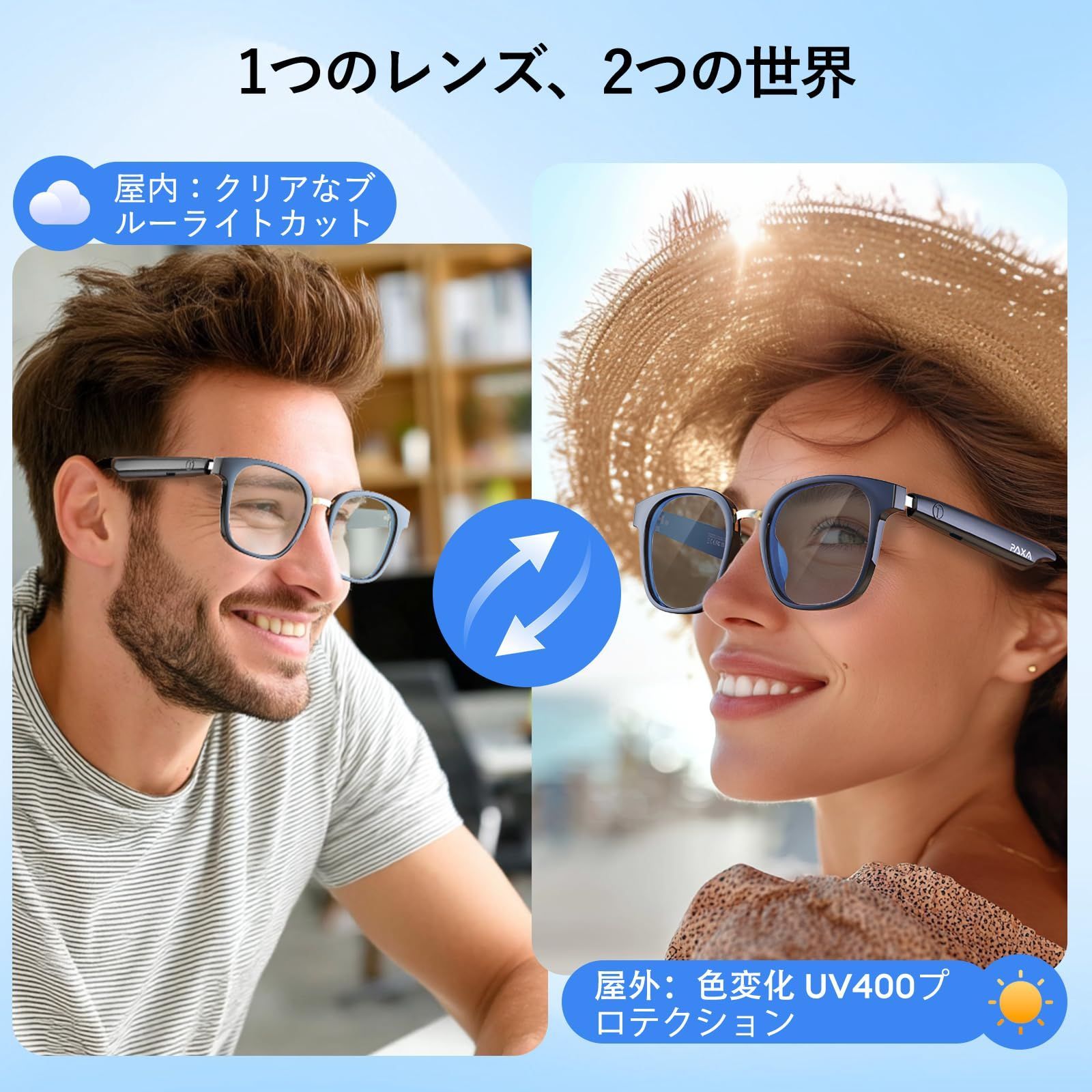 S 7 PRO PAXA オーディオグラス スマートグラス サングラス ヘッドフォン スピーカーグラス Bluetoothヘッドフォン ワイヤレスヘッドフォン Bluetooth ウーファー付き オーディオサングラス 通話 音楽再生 黒いフレーム