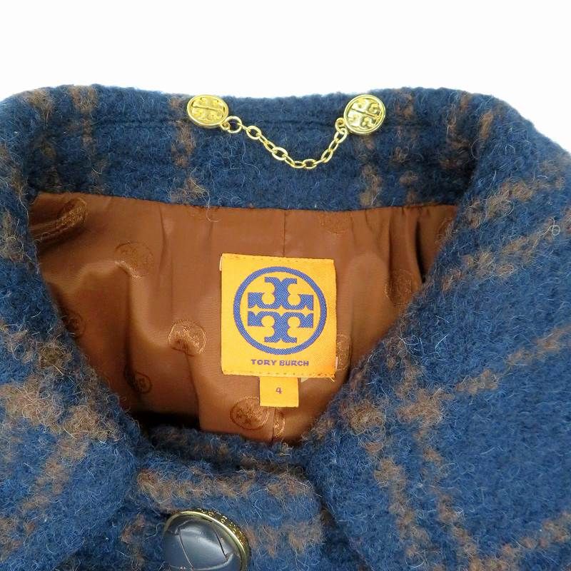 トリーバーチ TORY BURCH ステンカラーコート ロング丈 チェック柄 4 L
