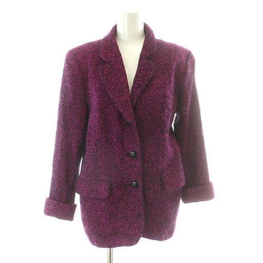 【中古】ジバンシィ GIVENCHY ヴィンテージ テーラード ジャケット モールニット ツイード ウール 3B 42 ピンク 黒 ジバンシィ GIVENCHY ヴィンテージ テーラード ジャケット モール