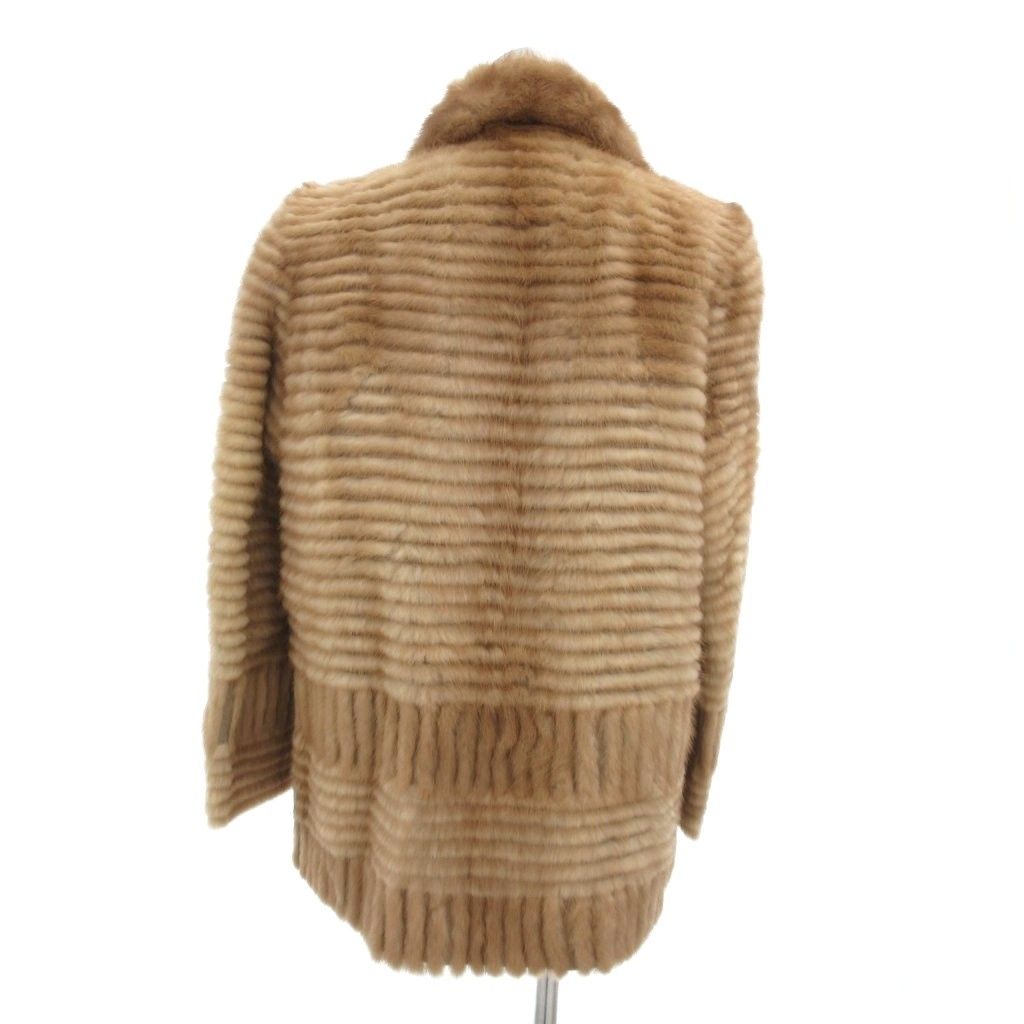 ミンク毛皮　ベージュ系 ノーブランド ファーコート ミンク 毛皮 ストライプ 11 ベージュ /JS