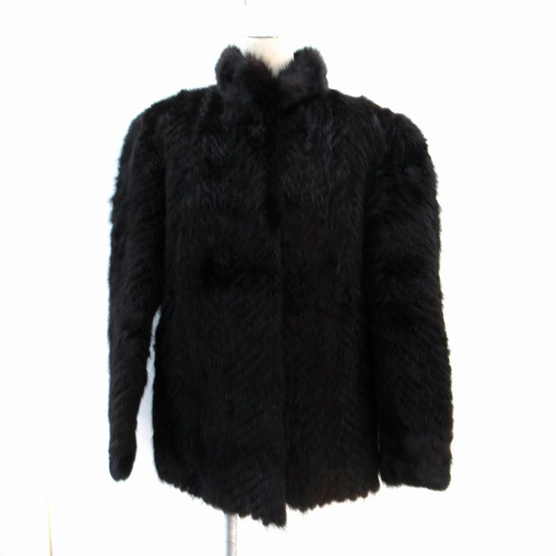 毛皮コート ファーコート ミンク ハーフ丈 黒 ブラック /SM20 □GY18
