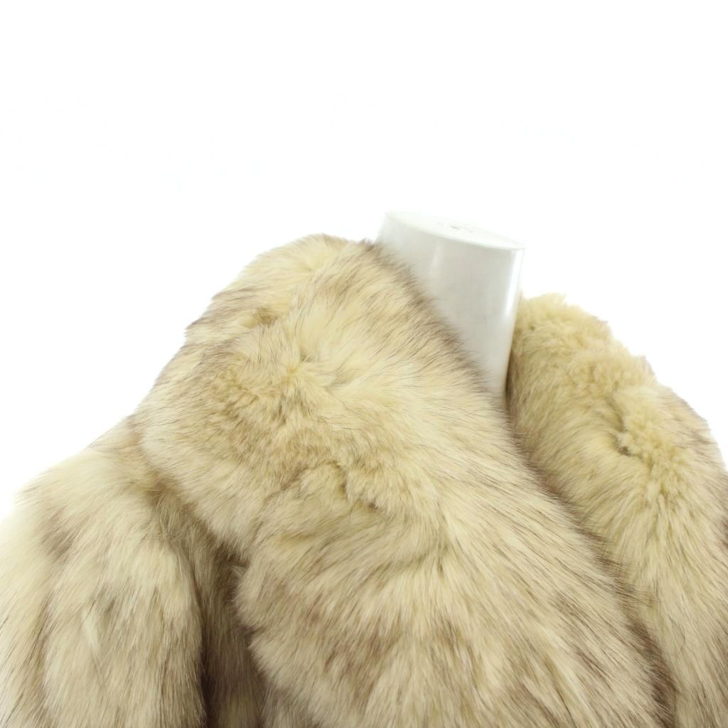 ノーブランド ファーコート アウター 毛皮 フォックス ミドル 11 L 白