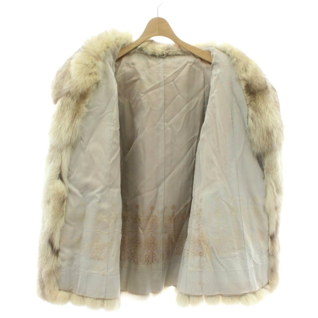 ◇ FUR SHOP ファーコート 茶 11号 ノーカラー ノーブランド ファーコート アウター 毛皮 フォックス ミドル 11 L 白