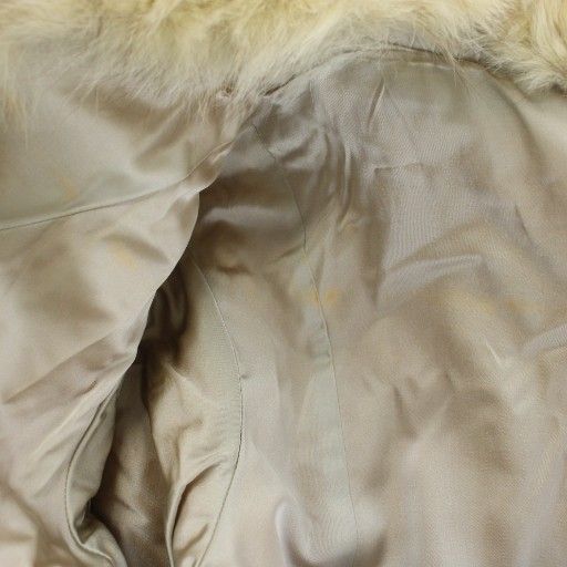 ノーブランド ファーコート アウター 毛皮 フォックス ミドル 11 L 白